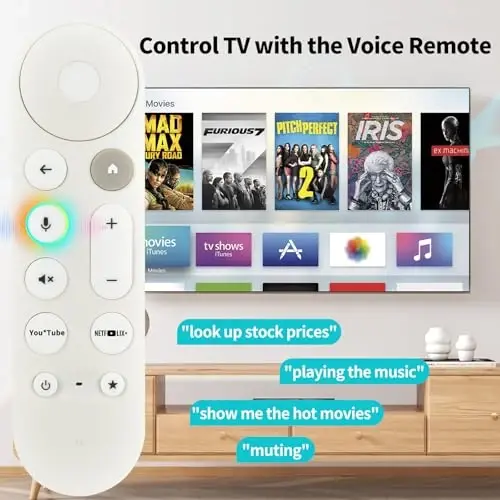 Replacement for Google TV Streamer 4K GY3LE, Ovozli qidiruv pulti, Buzerli, Chromecast Google TV va Streaming 4K ＆ HD bilan mos - Oq - 3