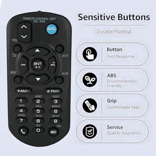 Replacement Remote Control Compatible for Kenwood Car Audio Stereo Head Unit RC-405 KDC-400U, KDC-448U, KDC-BT645U, KDC-BT648U, KDC-BT652U, KDC-BT752HD, KDC-BT848U, KDC-BT852HD, KDC-BT945U - 3