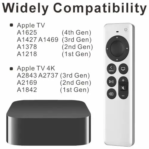 Replacement Remote Control for All Apple TV Remote - 2 Year Warranty - 3
