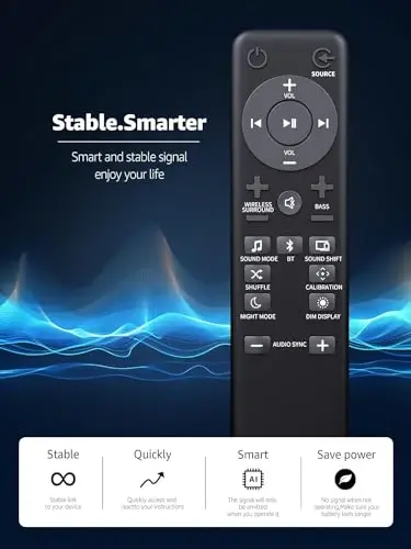 Replacement Remote Control for JBL Soundbar BAR 2.1 3.1 5.1 Sound Bar | Perfect Fits for JBL Sound Bar, No Programming, Fast Response - 5
