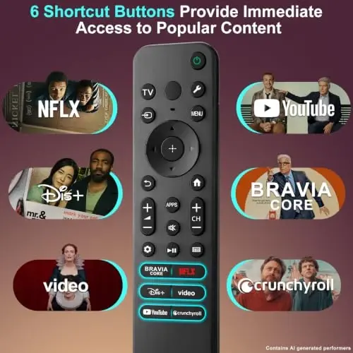 Replacement Remote Control for Sony Smart TVs, Compatible with Sony Bravia XR/K Series 4K HDR QLED OLED Google Smart TVs - 5
