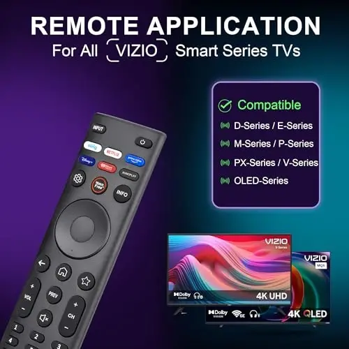 Replacement Remote for VIZIO Smart TVs - Universal Remote Control Compatible with XRT140/ XRT136/ XRT260/ XRT270 & D/E/M/P/V/PX/OLED Series, 4K UHD HDR SmartCast, LED LCD HD TV Accessories - ZYK (1)