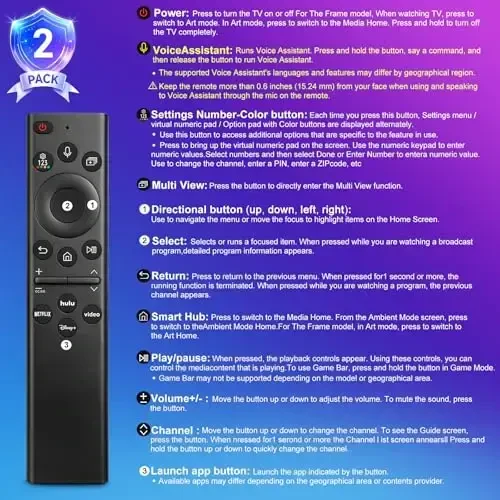 Replacement-Voice-for-Samsung-Smart-TV-Remote-Control-Universal BN59-01385A Compatible with Samsung Frame Curved QLED Crystal UHD TVs - 7