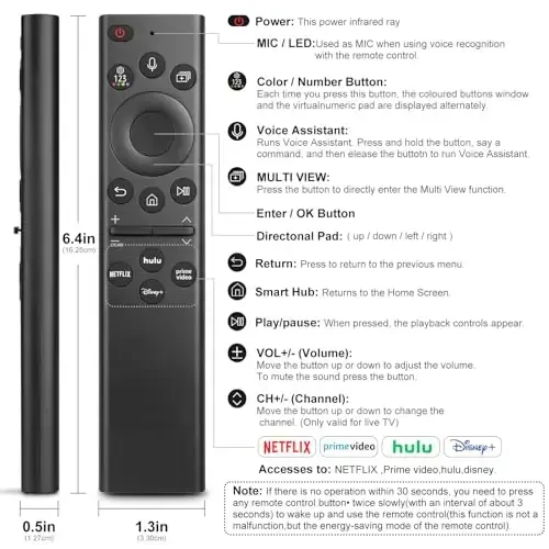 Replacement Voice Remote for Samsung-Smart-TV-Remote for All Samsung Frame UHD OLED QNED Series TVs with Voice Function - 7