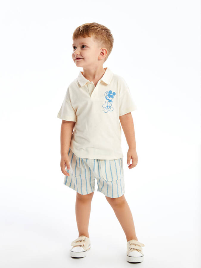 Resort Collar Mickey Mouse Print Baby Boy T-Shirt and Shorts 2 Piece Set - 16