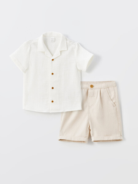 Resort Collar Short Sleeve Basic Baby Boy Shirt and Shorts 2 Piece Set - 6