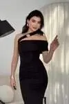 Reta Çapraz Omuz Elbise - 1