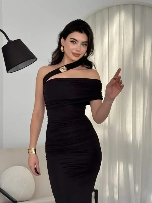 Reta Çapraz Omuz Elbise - 3