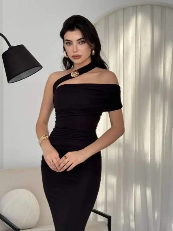 Reta Çapraz Omuz Elbise - 4