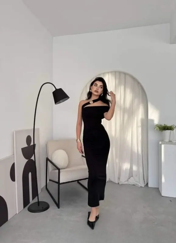 Reta Çapraz Omuz Elbise - 5