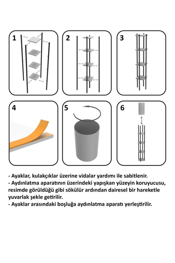 Retodesign Yıldız Beyaz Raflı Lambader 4002 - 7