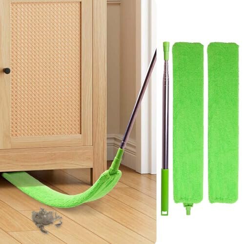 Retractable Gap Dust Cleaner Under Appliance Cleaning Tool, Bafezoze Flat Duster for Under Refrigerator Fridge Stove Couch Bed, Skinny Thin Duster for Tight Spaces - 3