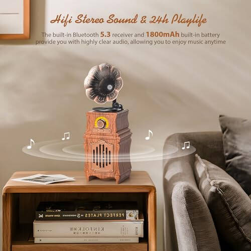 Retro Bluetooth Hoparlör, Retro Radyo, Bas, FM Radyo, Ev Ofis Odası İçin 5.3 Bluetooth Radyo Kablosuz Bağlantı Vintage Dekor, USB/TF/AUX Oynatıcı, Taşınabilir Şarj Edilebilir Vintage Radyo Bluetooth Hoparlör - 2