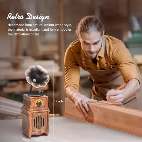 FREEFISH Retro Bluetooth Speaker with FM Radio, Bass, Retro Radio 5.3 Wireless Speaker Vintage Radios Support USB/TF/AUX Player for Home Office Room Outdoor Party, Portable Rechargeable - 5