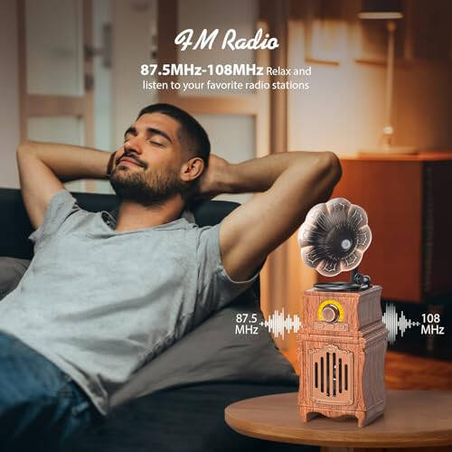 Retro Bluetooth Karnay, Retro Radio, Bass, FM Radio, Uy va Ofis Xonasi uchun 5.3 Bluetooth Radio Simsiz Ulanish Vintage Dekor, USB/TF/AUX Pleer, Ko'chma Qayta Zaryadlanadigan Vintaj Radio Bluetooth Karnay - 4