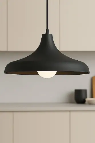 Retro Rustic Model Modern Metal Single Black Pendant Light Cafe - LAMBADAR (1)