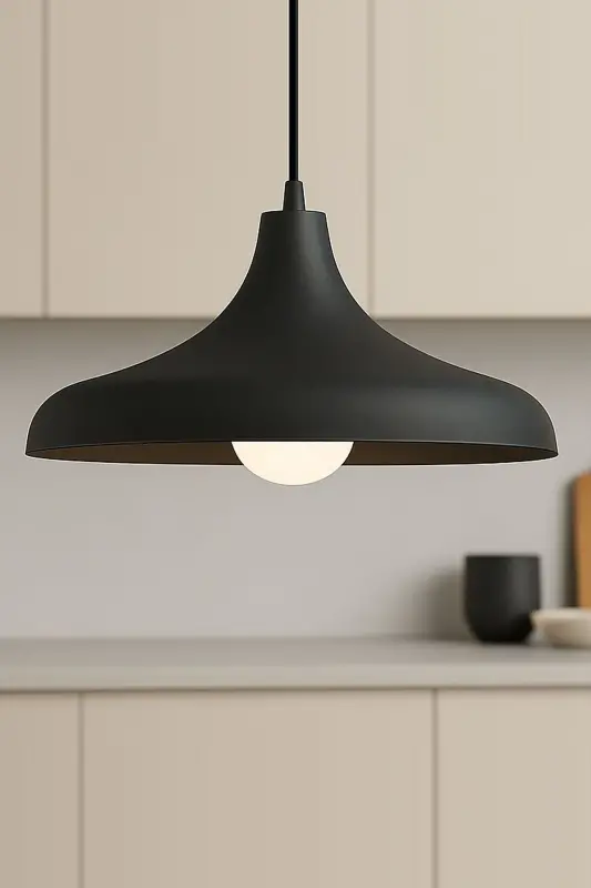 Aura Metal Tekli Siyah Sarkıt Avize Retro Rustik Model Modern Endüstriyel Mufak Hol Cafe Salon Avize - SİYAH - 2