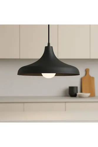 Aura Metal Tekli Siyah Sarkıt Avize Retro Rustik Model Modern Endüstriyel Mufak Hol Cafe Salon Avize - SİYAH - 3