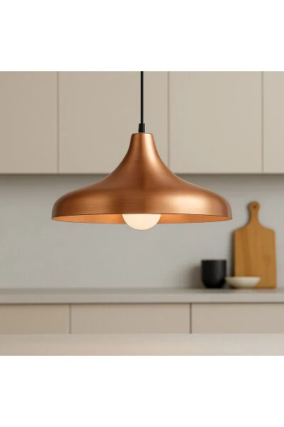 Aura Metal Tekli Bakır Sarkıt Avize Retro Rustik Model Modern Endüstriyel Mufak Hol Cafe Salon Avize-Bakır - LAMBADAR (1)