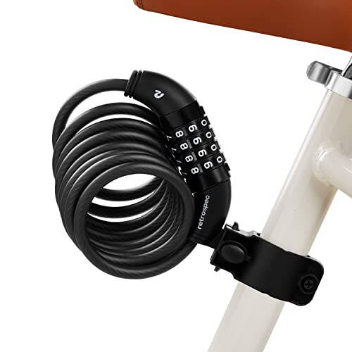 Retrospec Grizzly Plus Cable Bike Combination Lock Combo, Heavy Duty Anti Theft Bicycle Cable Lock, 6 Foot Coiled Cut Resistant Cable with 5 Digit Custom Combination and Mounting Bracket - 5