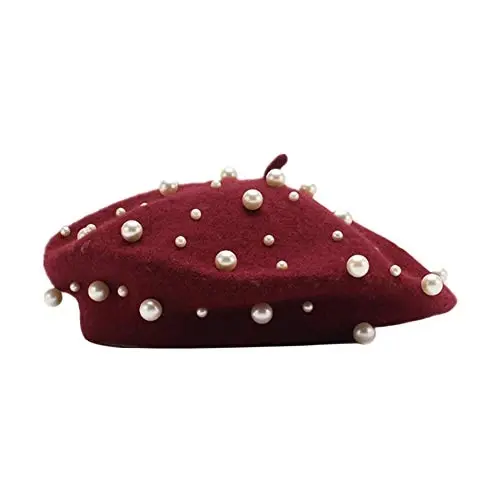 Retzjorv Ayollar Jun Beretlari Shirin Fransuz Marvarid Boncukli Beret Qalpog'i Qishki Shlyapa Qizlar uchun Trikotaj Beanie Shlyapa 