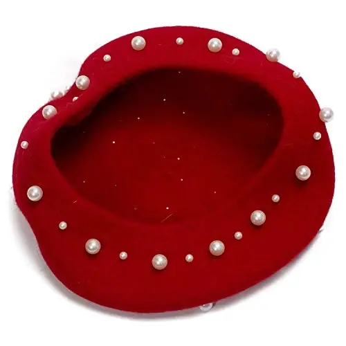 Retzjorv ayollar jun beretlari Shirin frantsuz marvaridlari bilan bezatilgan beret qalpog'i Qizlar uchun qishki shlyapa trikotaj shapka - 3