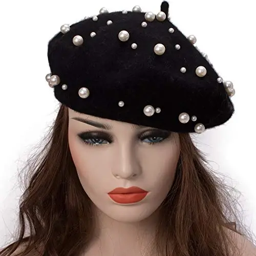 Retzjorv Ayollar Jun Beretlari Shirin Frantsuz Marvaridlari Boncukli Beret Qopqoqli Qishki Shlyapa Qizlar uchun Trikotaj Beanie Shlyapa - 2