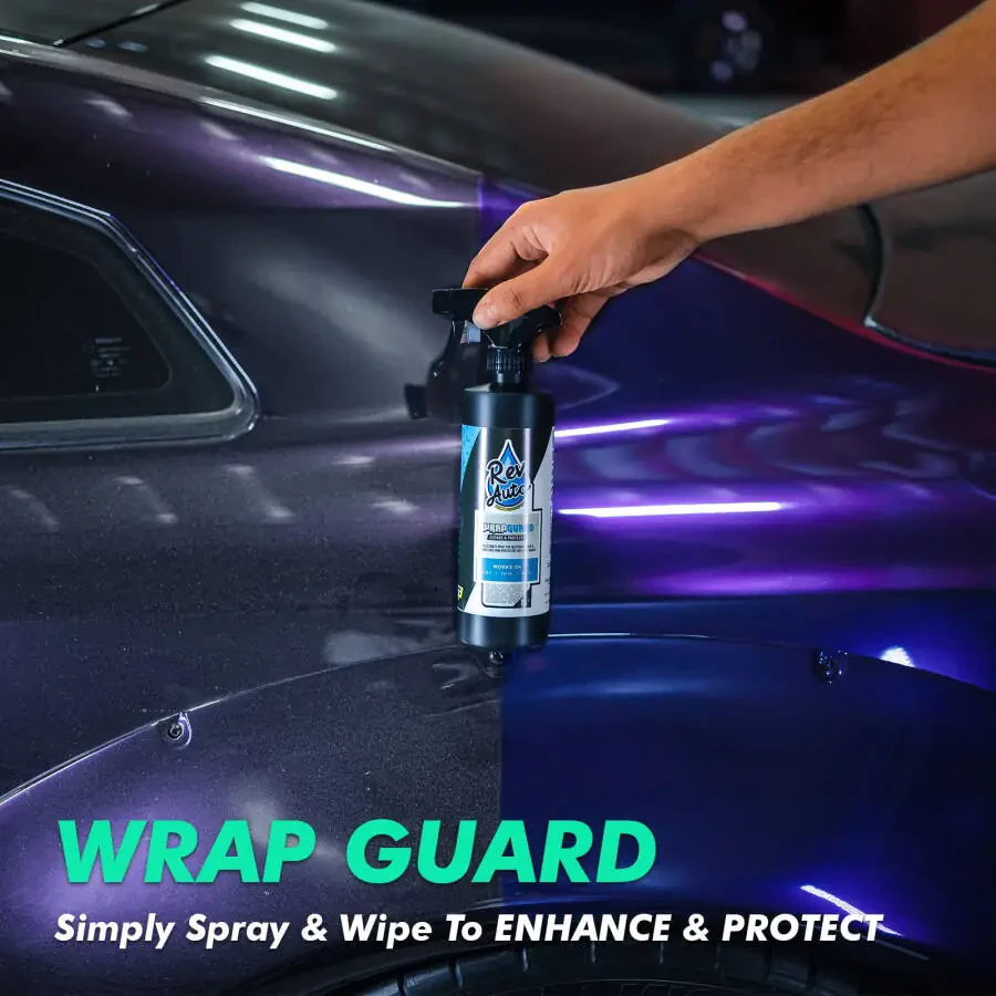 Rev Auto Complete Vinyl Wrap Detailing Kit - 3 Item Car Wrap Cleaning Kit Includes Wrap Detailer, Wrap Shampoo, & Wrap APC Car Wrap Vinyl Finishes | Car Wrap Cleaner, Vinyl Wrap Care - 1
