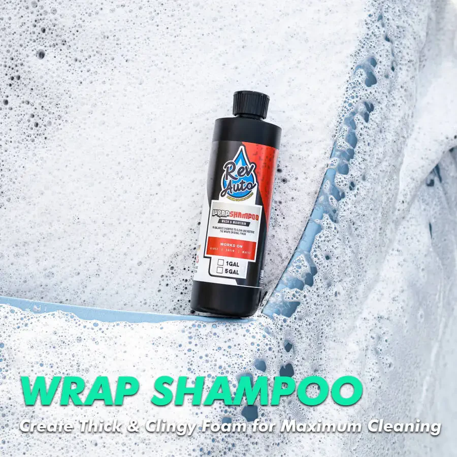 Rev Auto Complete Vinyl Wrap Detailing Kit - 3 Item Car Wrap Cleaning Kit Includes Wrap Detailer, Wrap Shampoo, & Wrap APC Car Wrap Vinyl Finishes | Car Wrap Cleaner, Vinyl Wrap Care - 3