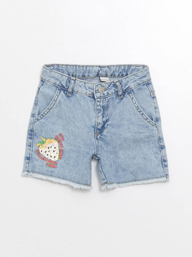 Reversible Sequin Girls Jean Shorts - 5