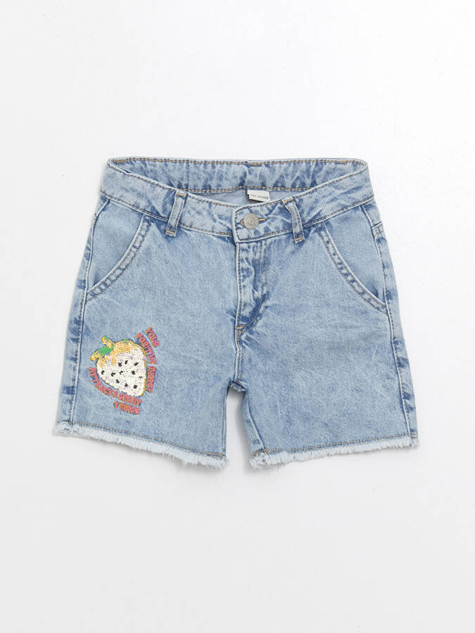 Reversible Sequin Girls Jean Shorts - 1