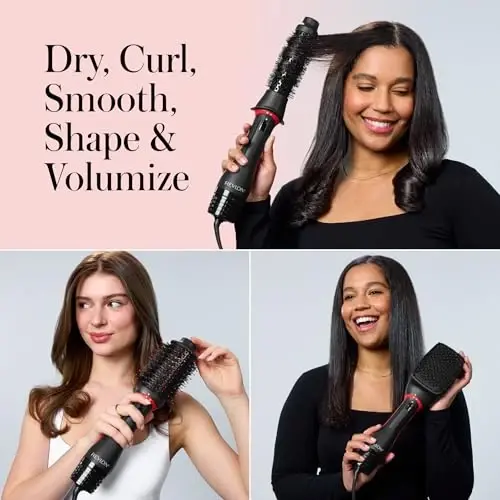 REVLON 3-in-1 Multi-Styler, Blow Dryer Brush, Blowout and Hair Straightener Brush in One to Dry, Curl, Smooth, Shape and Volumize Hair for Gorgeous Salon Blowouts - 3