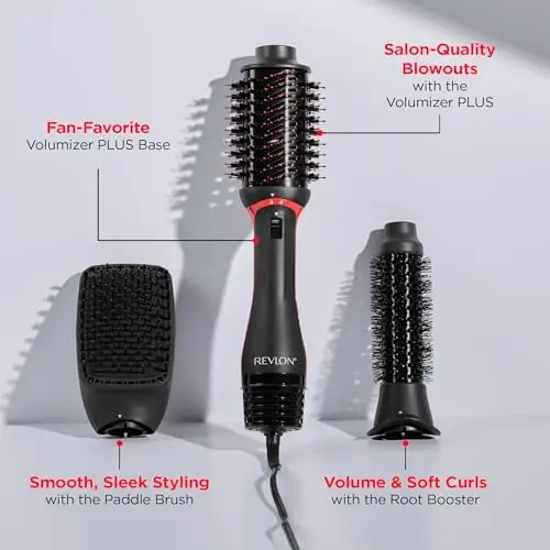 REVLON 3-in-1 Multi-Styler, Blow Dryer Brush, Blowout and Hair Straightener Brush in One to Dry, Curl, Smooth, Shape and Volumize Hair for Gorgeous Salon Blowouts - 3
