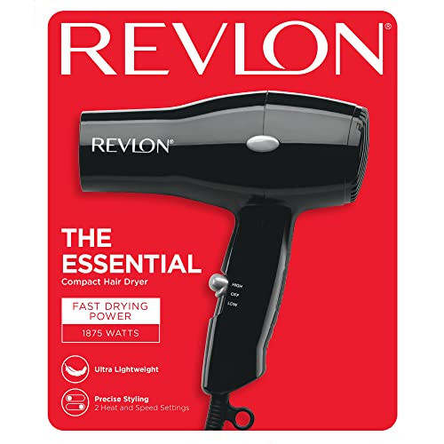 REVLON Essentials Kompakt Saç Kurutma Makinesi, Seyahat Hazır Saç Kurutma Makinesi | 1875 Watt Hafif Tasarım, Salon Tarzı Sonuçlar (Siyah) - 5