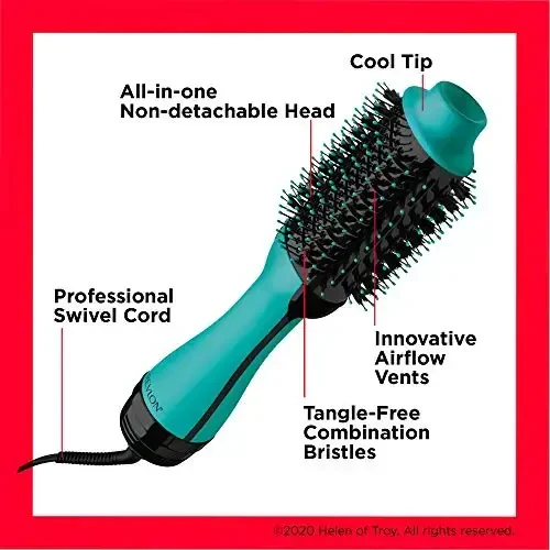 REVLON One Step Hair Dryer And Volumizer Hot Air Brush, Turquoise Volumizer, 1 Count - 5