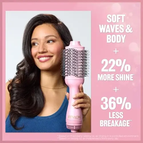 Revlon One-Step Volumizer Hair Dryer and Styler for Easy Salon-Style Blowouts, Revlon Blow Dry Brush for All Hair Types and Lengths, 10th Anniversary Pink Fizz (Limited Edition) - 5