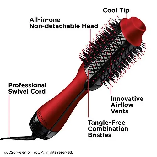REVLON One-Step Volumizer Original 1.0 Hair Dryer and Hot Air Brush, Red - 5