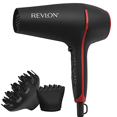 Revlon SmoothStay Coconut Oil Infused Hair Dryer | for Smooth, Shinier Hair Black - 1