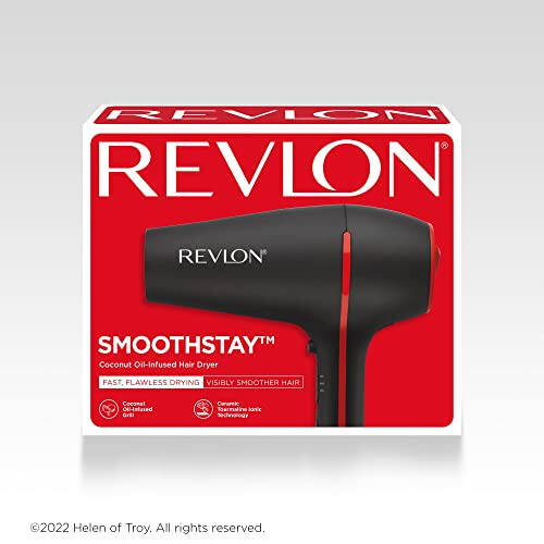 Revlon SmoothStay Coconut Oil Infused Hair Dryer | for Smooth, Shinier Hair Black - 6