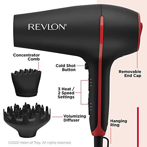 Revlon SmoothStay Kokos yog'i qo'shilgan soch quritgich | silliq, porloq sochlar uchun Qora - 4