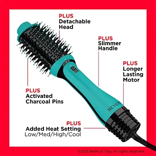 REVLON One Step Volumizer Plus Hair Dryer and Styler | More Volume, Less Damage, and More Styling Control for Easy and Fast Salon-Style Blowouts, Plus Travel Friendly (Teal) - 5