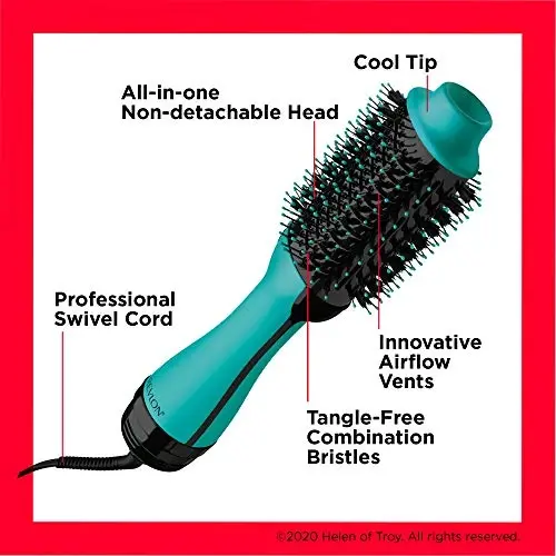 REVLON One Step Hair Dryer And Volumizer Hot Air Brush, Turquoise Volumizer, 1 Count - 5