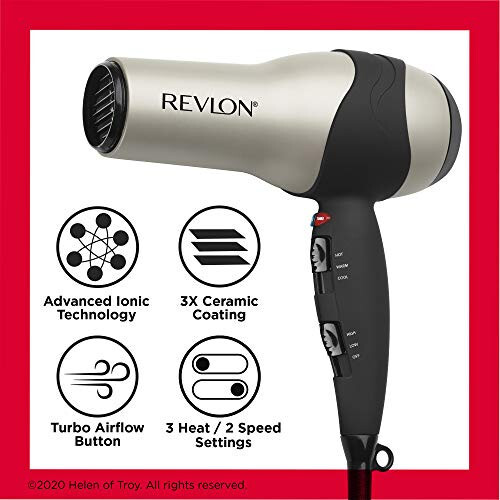 REVLON Turbo Soch Quritgich Ilg'or Ion Texnologiya, Keramik Qoplama | Turbo Issiq va Sovuq Havo Xususiyatlari, Tez Quritgich va Yaltirash Uchun 1875 Vt (Kumush) - 4