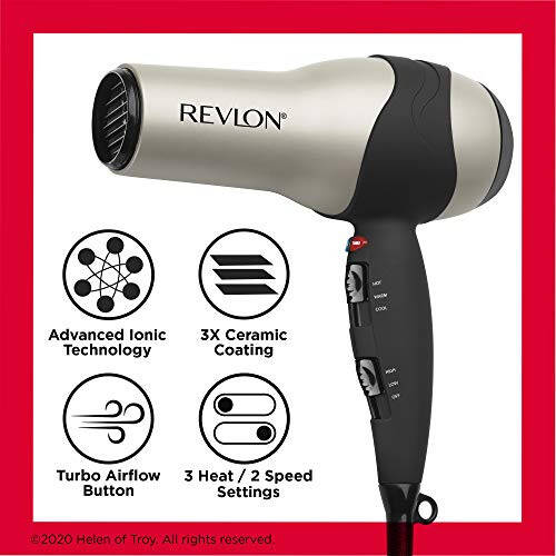 REVLON Turbo Soch Quritgich Ilg'or Ion Texnologiya, Keramik Qoplama | Turbo Issiq va Sovuq Havo Xususiyatlari, Tez Quritgich va Yaltirash Uchun 1875 Vt (Kumush) - 4