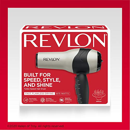 REVLON Turbo Soch Quritgich Ilg'or Ion Texnologiya, Keramik Qoplama | Turbo Issiq va Sovuq Havo Xususiyatlari, Tez Quritgich va Yaltirash Uchun 1875 Vt (Kumush) - 6