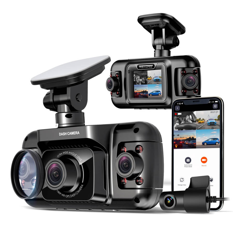 Rexing R4 4 Channel Dash Cam W/ All Around 1080p Resolution, Wi-Fi, and GPS - 1
