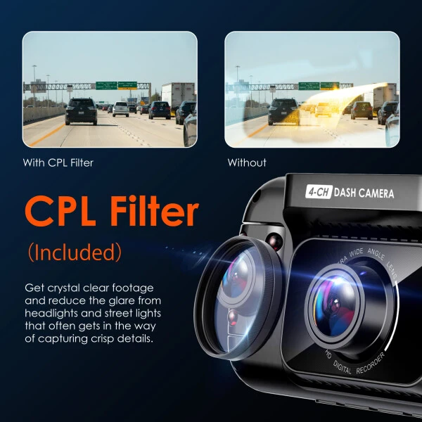 Rexing R4 4 Channel Dash Cam W/ All Around 1080p Resolution, Wi-Fi, and GPS - 2