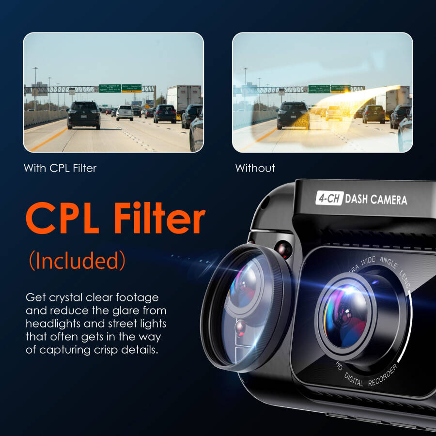 Rexing R4 4 Channel Dash Cam W/ All Around 1080p Resolution, Wi-Fi, and GPS - 2