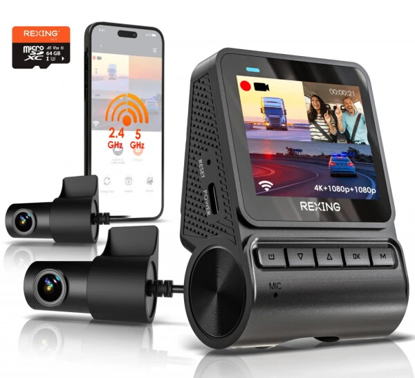 Rexing RH2-3 Triple Channel Dash Cam – 2.5K Front and Dual 1080p Rear Cameras with Wi-Fi, and Optional GPS - 9