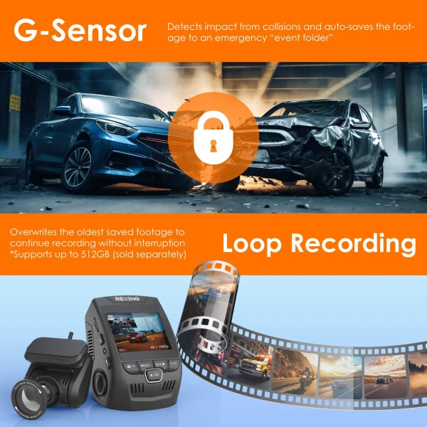 Rexing V1P SE 4K Dual Dash Cam GPS, Wi-Fi va 2 dona CPL Filtri, Oldingi 2160p, Orqangi 1080p va 64 GB Xotira Karti Kiritilgan - 7
